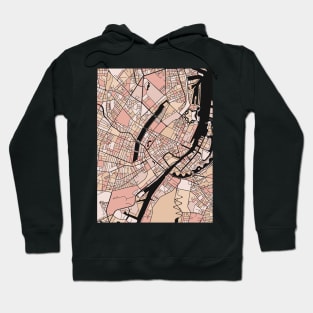 Copenhagen Map Pattern in Soft Pink Pastels Hoodie